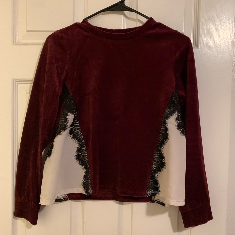 Velvet Long Sleeve High Neck Top